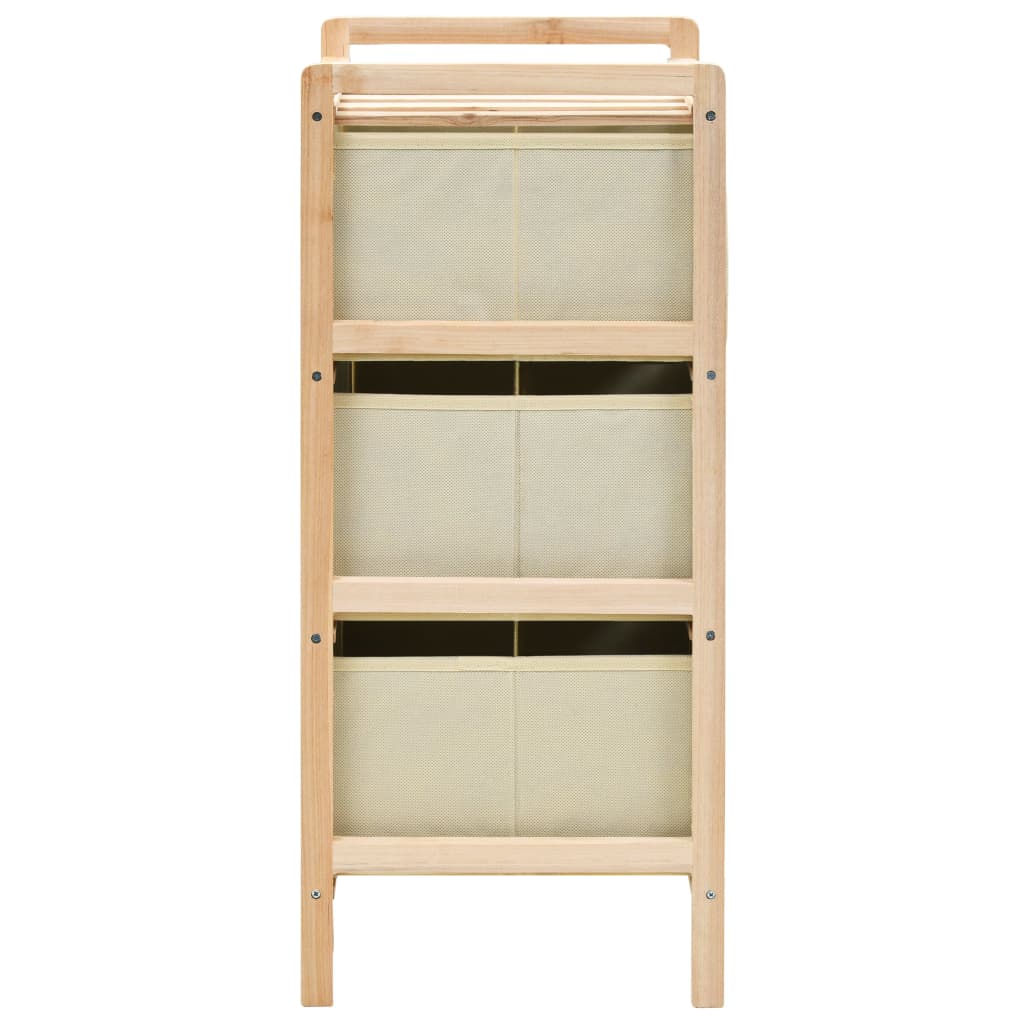 vidaXL Opbergkasten & lockerkasten Opbergrekken met 3 stoffen manden 2 st cederhout beige