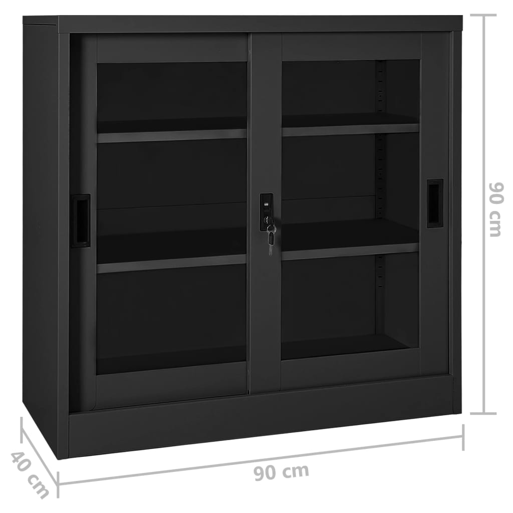 vidaXL Opbergkasten & lockerkasten Schuifdeurkast met plantenbak staal antracietkleurig