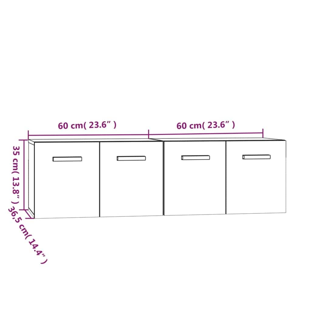 vidaXL Opbergkasten & lockerkasten Wandkasten 2 st 60x36,5x35cm bewerkt hout grijs sonoma