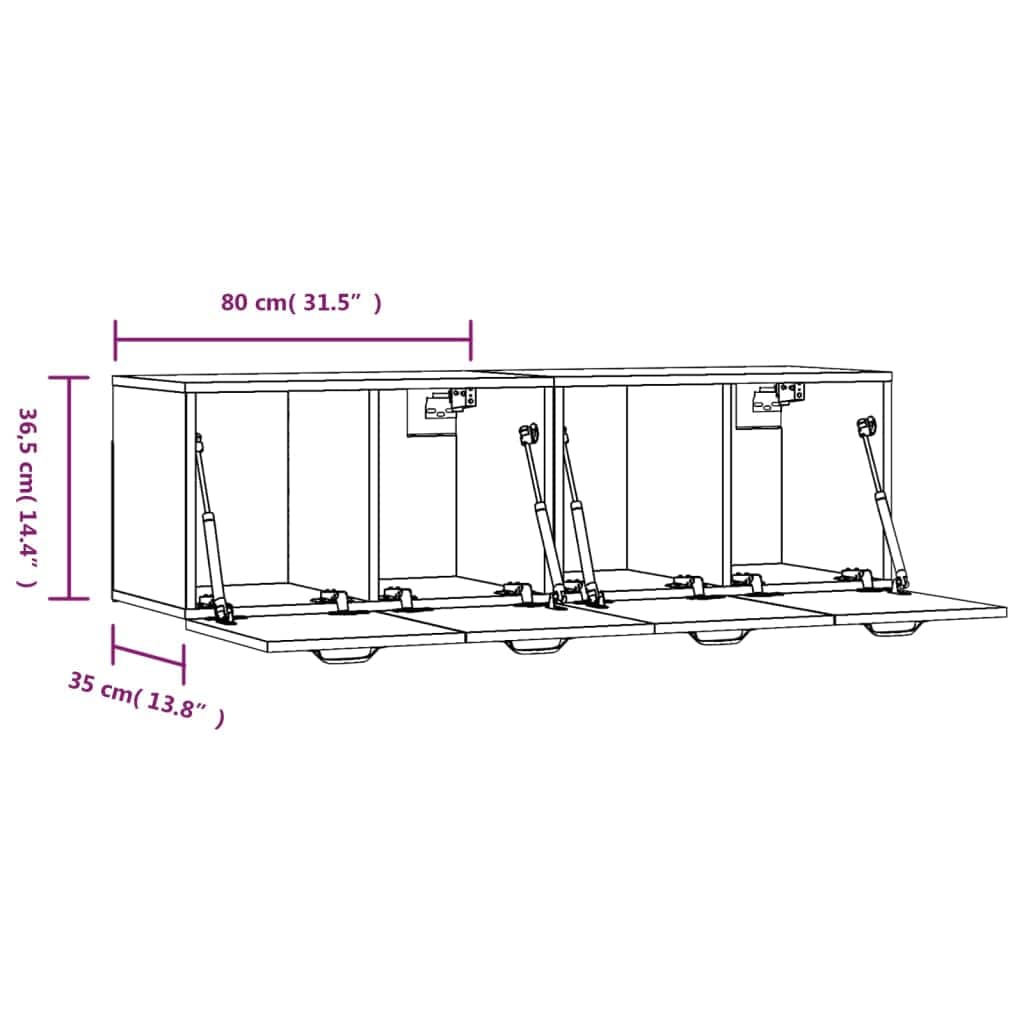 vidaXL Opbergkasten & lockerkasten Wandkasten 2 st 80x35x36,5 cm bewerkt hout betongrijs