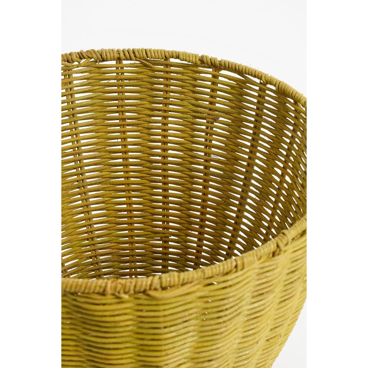 Mica Decorations Opbergmand met Deksel - Set van 2 - H48 x Ø30 cm - Rotan - Geel