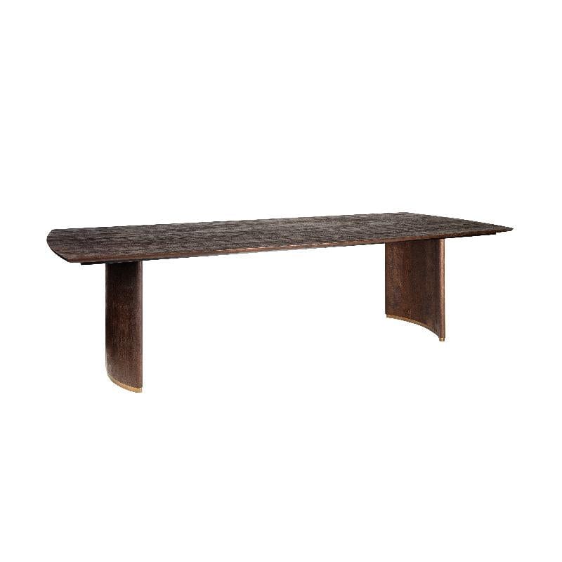 PTMD Ostara Bruine mangohouten eettafel 280cm gouden poot