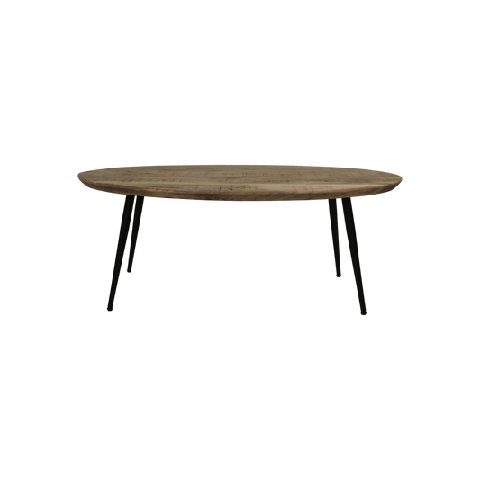 HSM Collection Ovale Salontafel Bern - 100x60x38 - Naturel/zwart - Mangohout/metaal