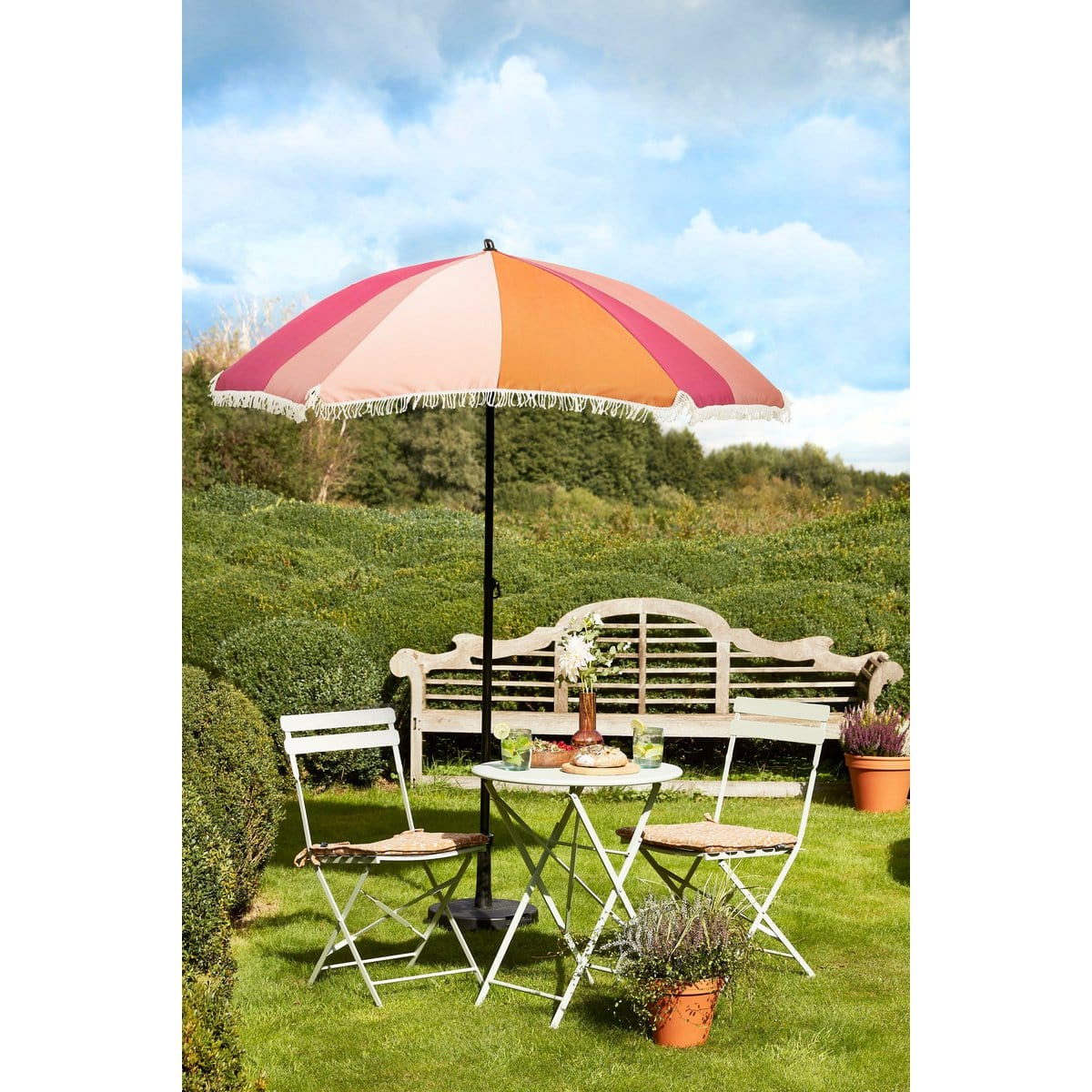 In The Mood Parasol Gestreept - H238 x Ø220 cm - Roze