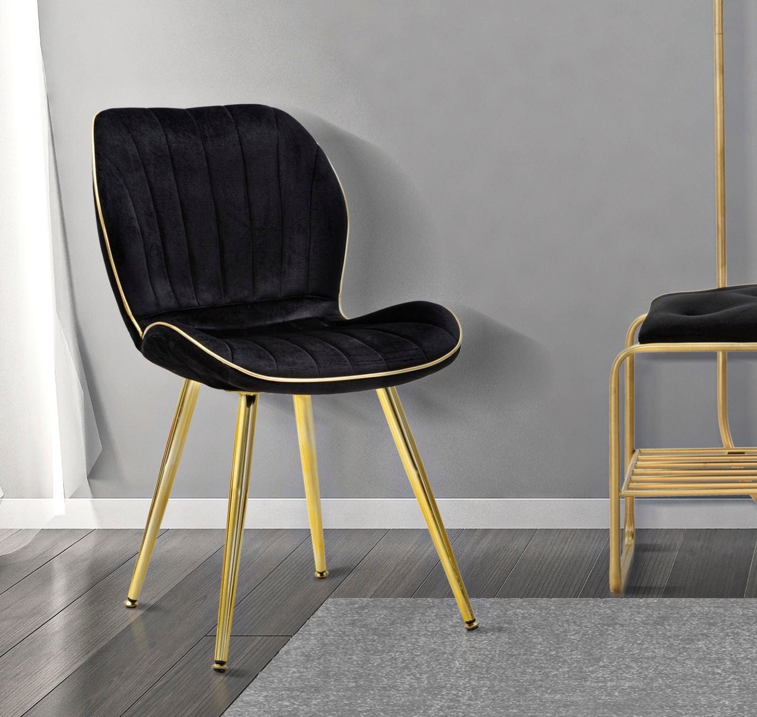 Mauro Ferretti PARIS CHAIR SPACE BLACK/GOLD SET 2 PZ CM 46X58X77