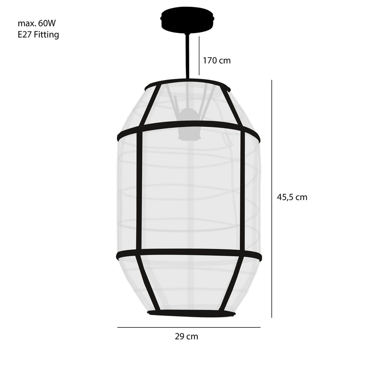 Mica Decorations Pella Hanglamp - H46 x Ø29 cm - Linnen - Off White