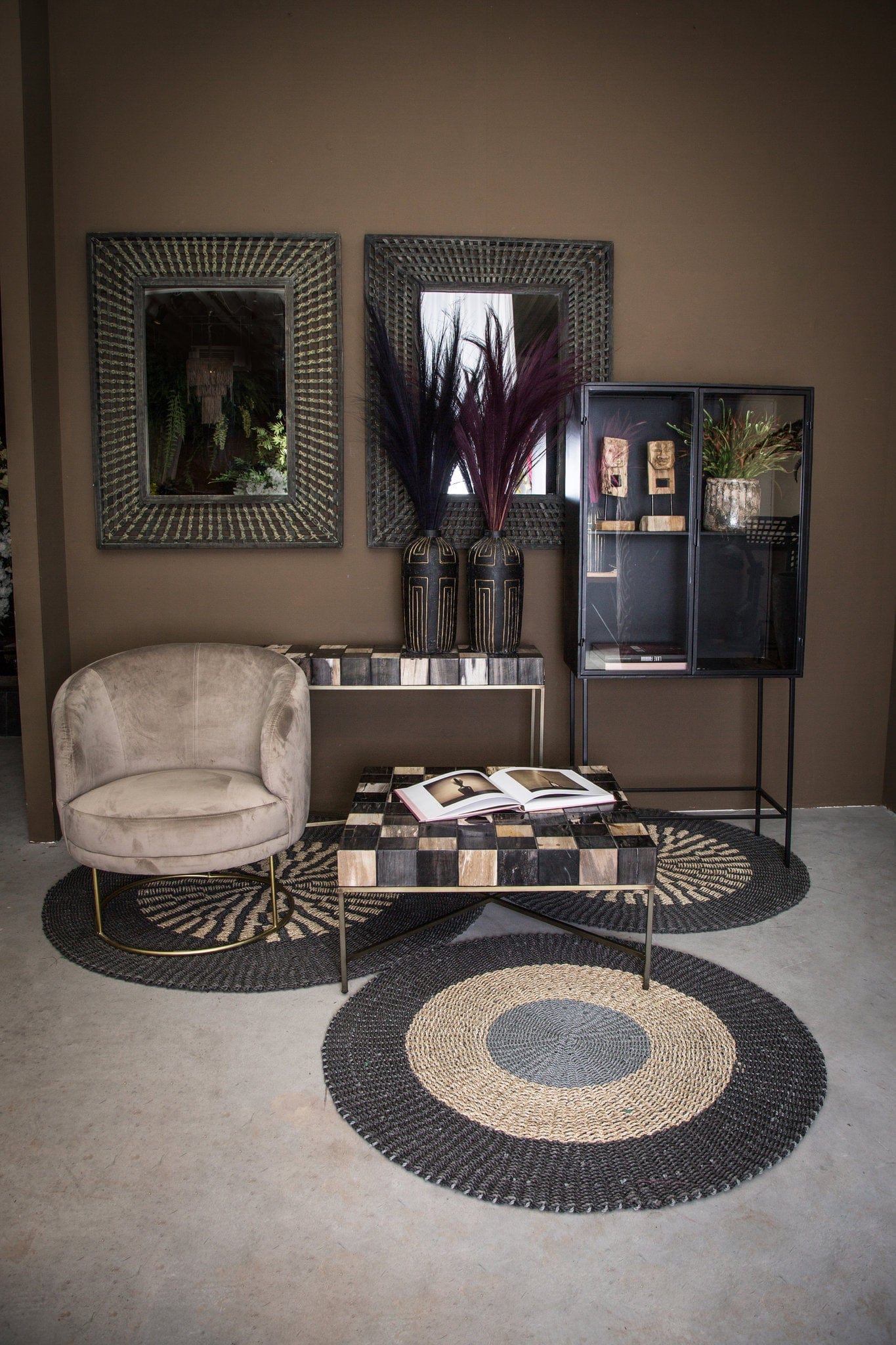 PTMD Petrified Laminate gemeleerd sidetable goud frame