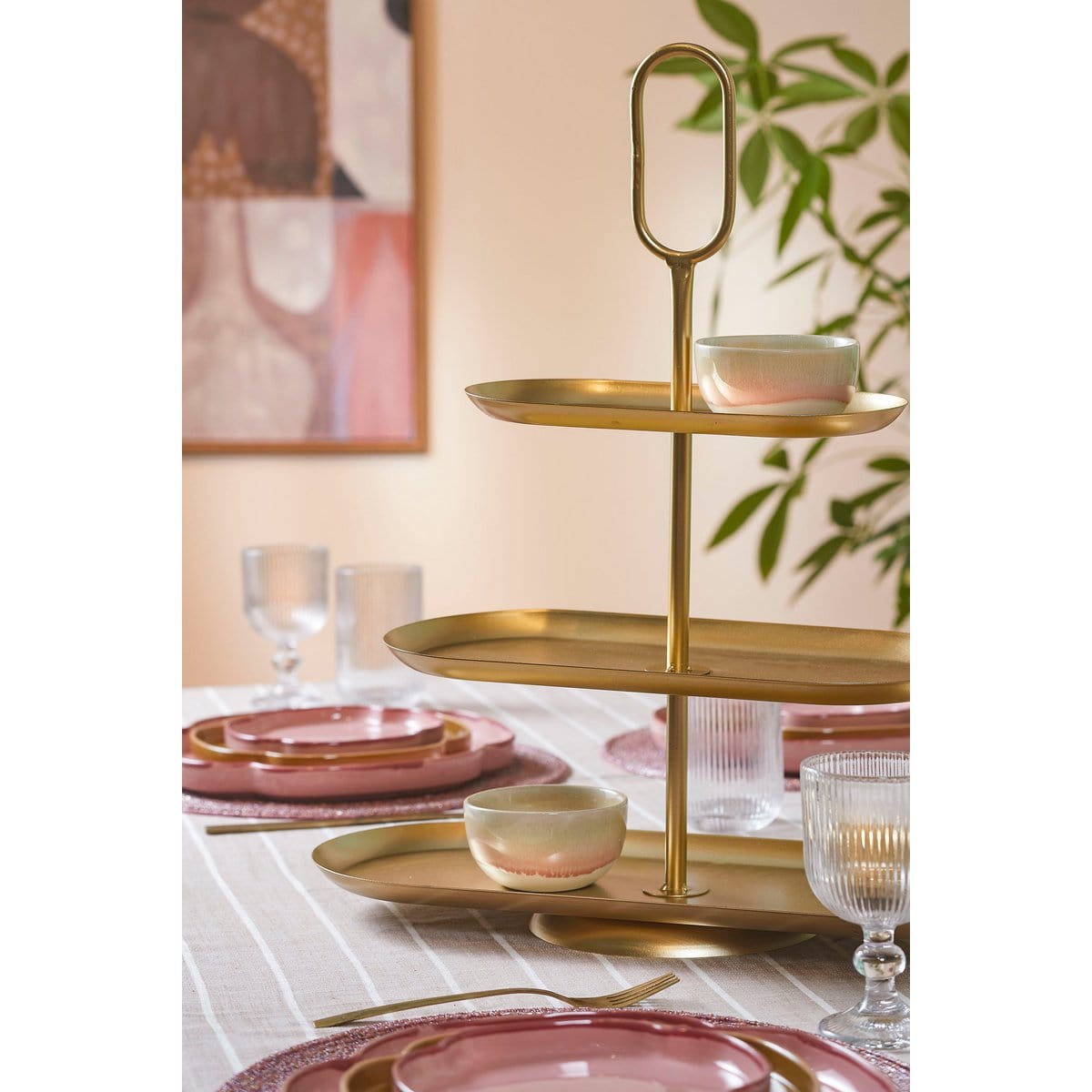 Mica Decorations Rama Etagere 3 Laags - L48 x B20 x H55 cm - Metaal - Goud