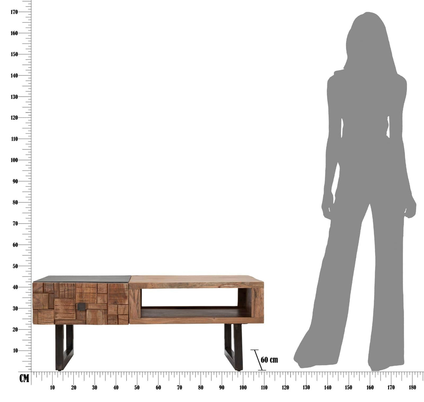 Mauro Ferretti RECTANGULAR COFEE TABLE MUMBAI CM 110X60X43 (LEGNO DI ACACIA NILOTICA)