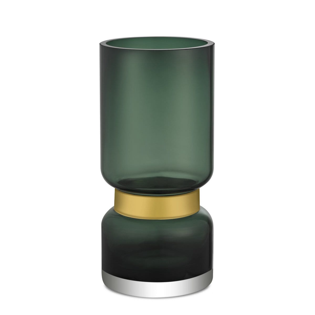 Element Accessories Retro futuristische, luxe grote groene glazen vaas met goud TRI 36 GE