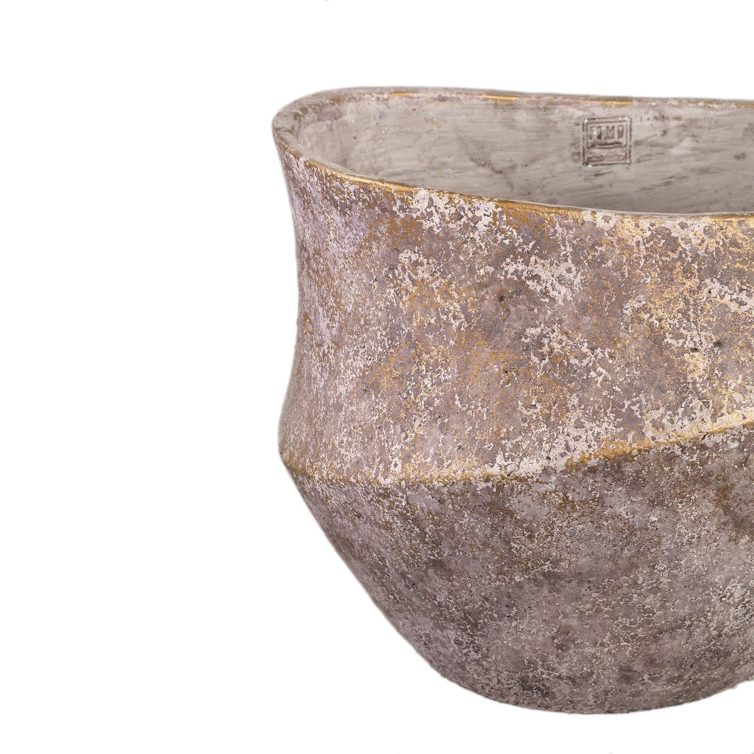 PTMD Rishell Bronze cement ronde pot met lijn groot L