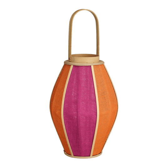 Mica Decorations Roger Lantaarn - H45 x Ø32 cm - Jute - Fuchsia, Oranje