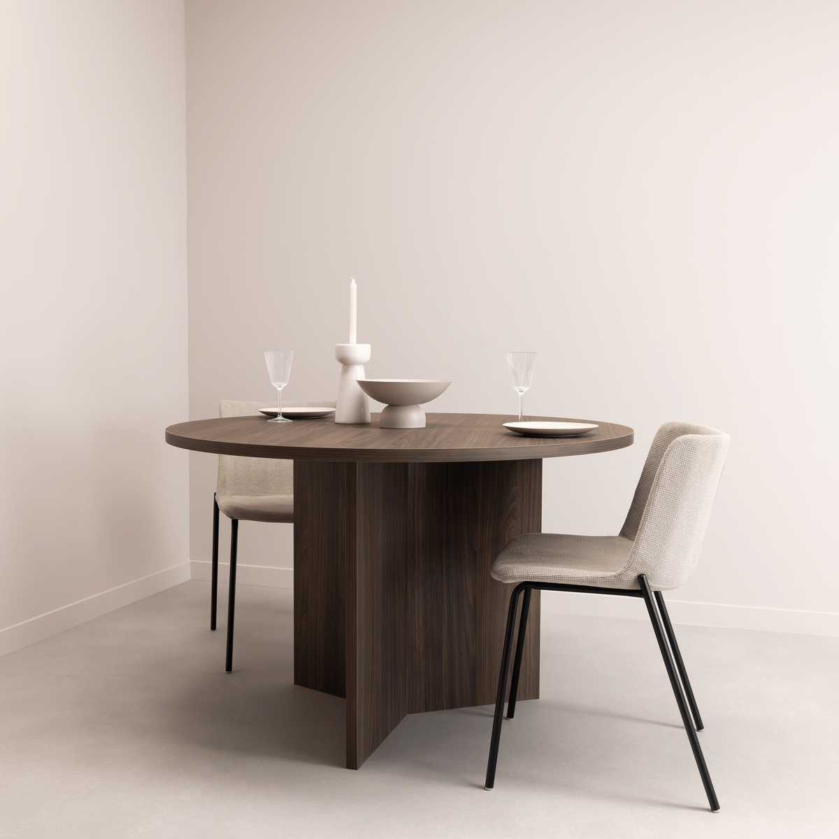 Stalux Ronde Eettafel Mae, 120cm, kleur bruin notenhout