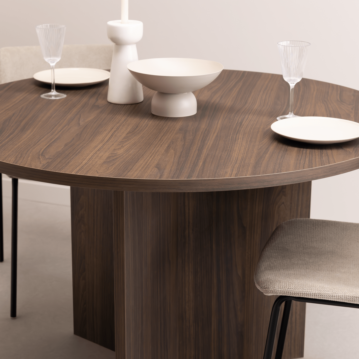 Stalux Ronde Eettafel Mae, 120cm, kleur bruin notenhout