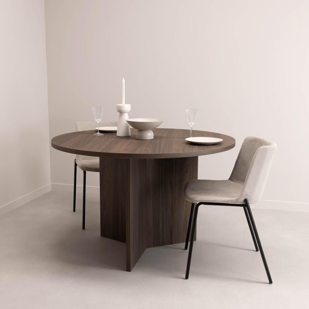 Stalux Ronde Eettafel Mae, 120cm, kleur bruin notenhout