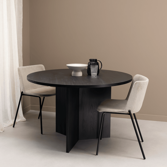 Stalux Ronde Eettafel Mae, 120cm, kleur zwart eiken