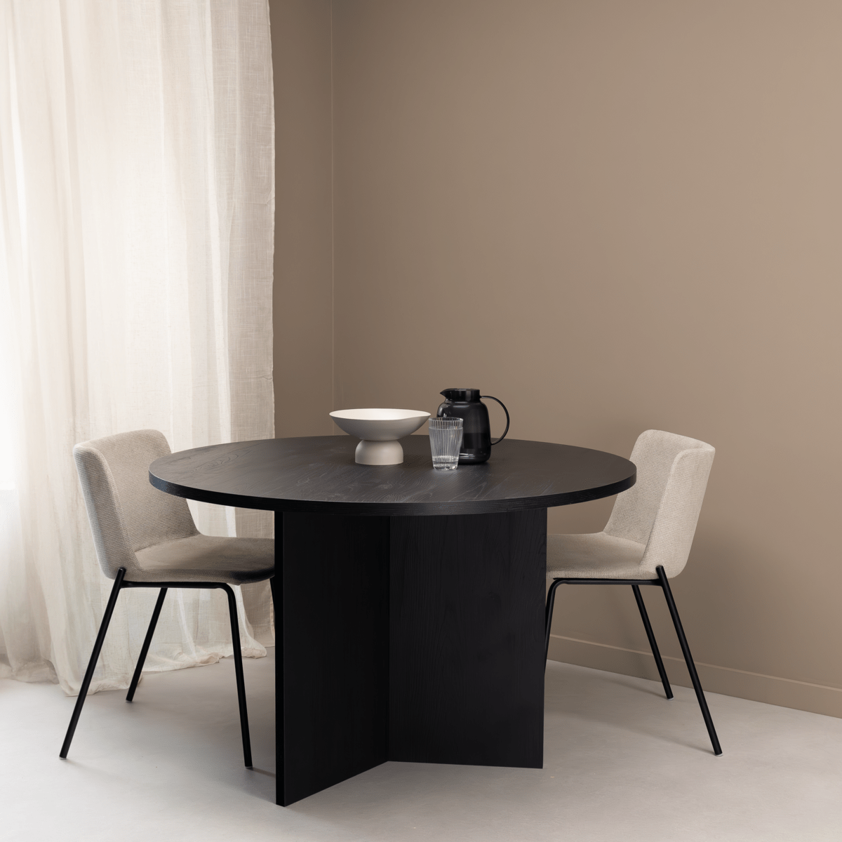 Stalux Ronde Eettafel Mae, 120cm, kleur zwart eiken