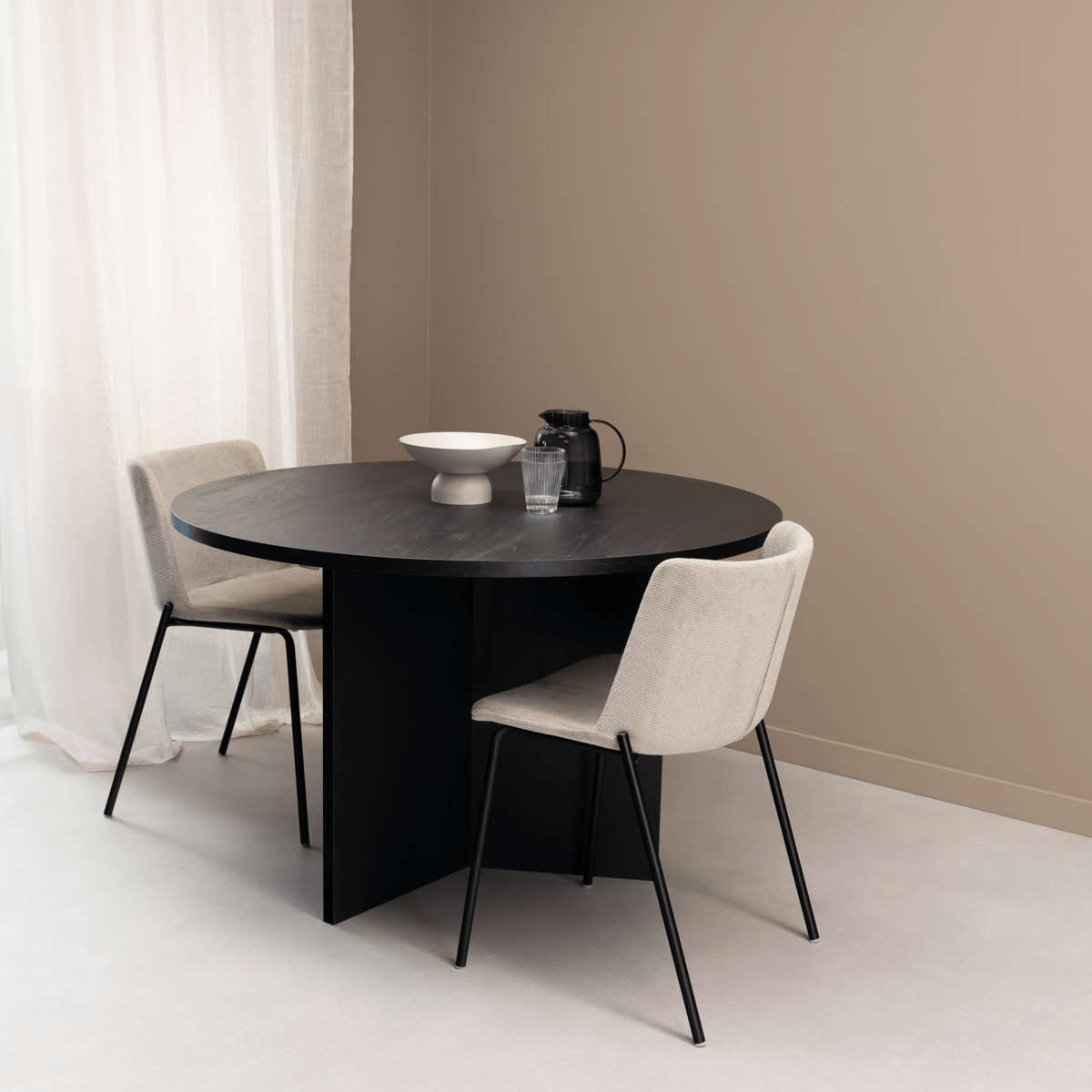 Stalux Ronde Eettafel Mae, 120cm, kleur zwart eiken