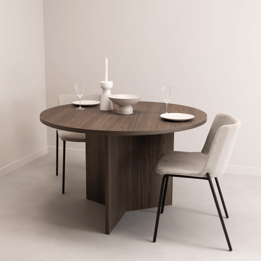 Stalux Ronde Eettafel Mae, 140cm, kleur bruin notenhout