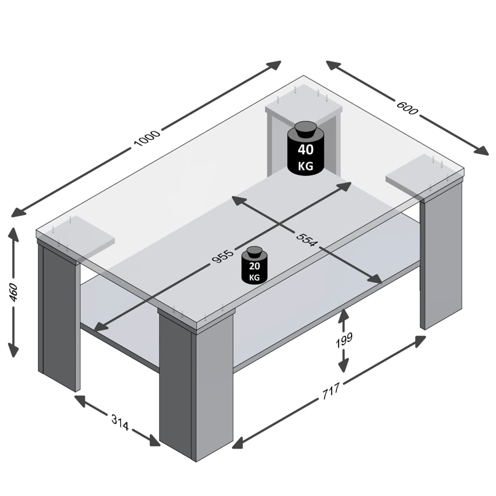 FMD Salontafels FMD Salontafel met schap 100x60x46 cm eikenkleurig