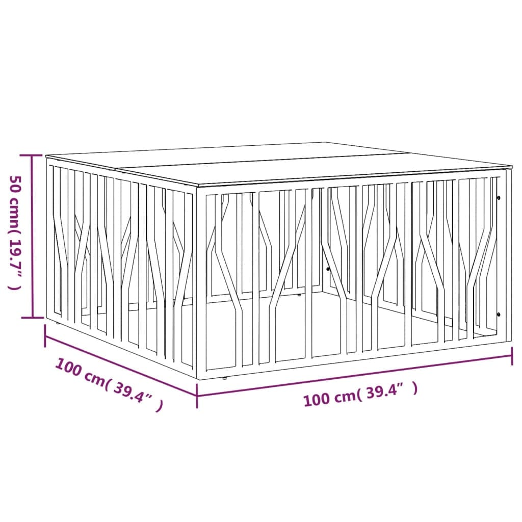 vidaXL Salontafels Salontafel 100x100x50 cm roestvrij staal en glas goudkleurig