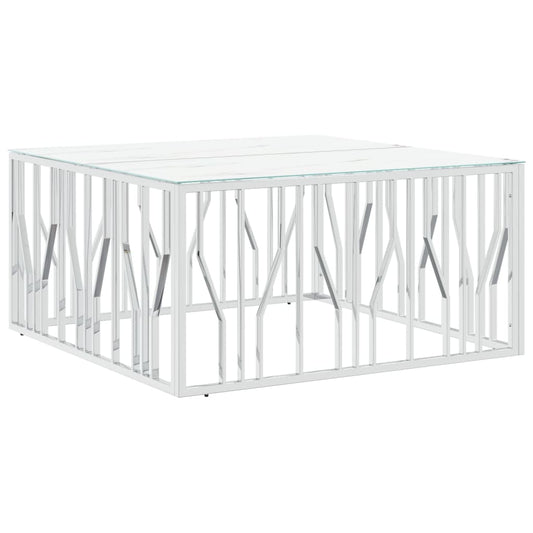 vidaXL Salontafels Salontafel 100x100x50 cm roestvrij staal en glas zilverkleurig