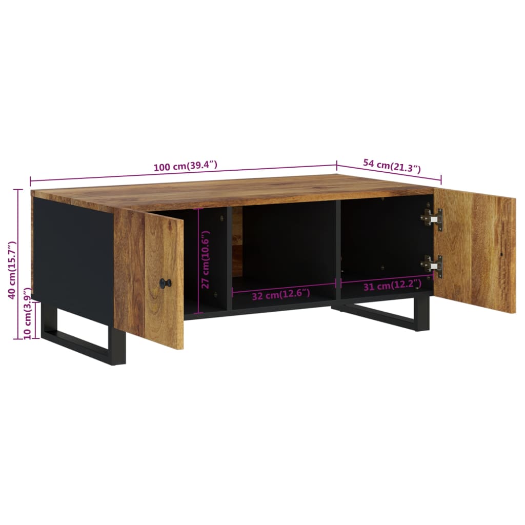 vidaXL Salontafels Salontafel 100x54x40 cm massief mangohout en bewerkt hout