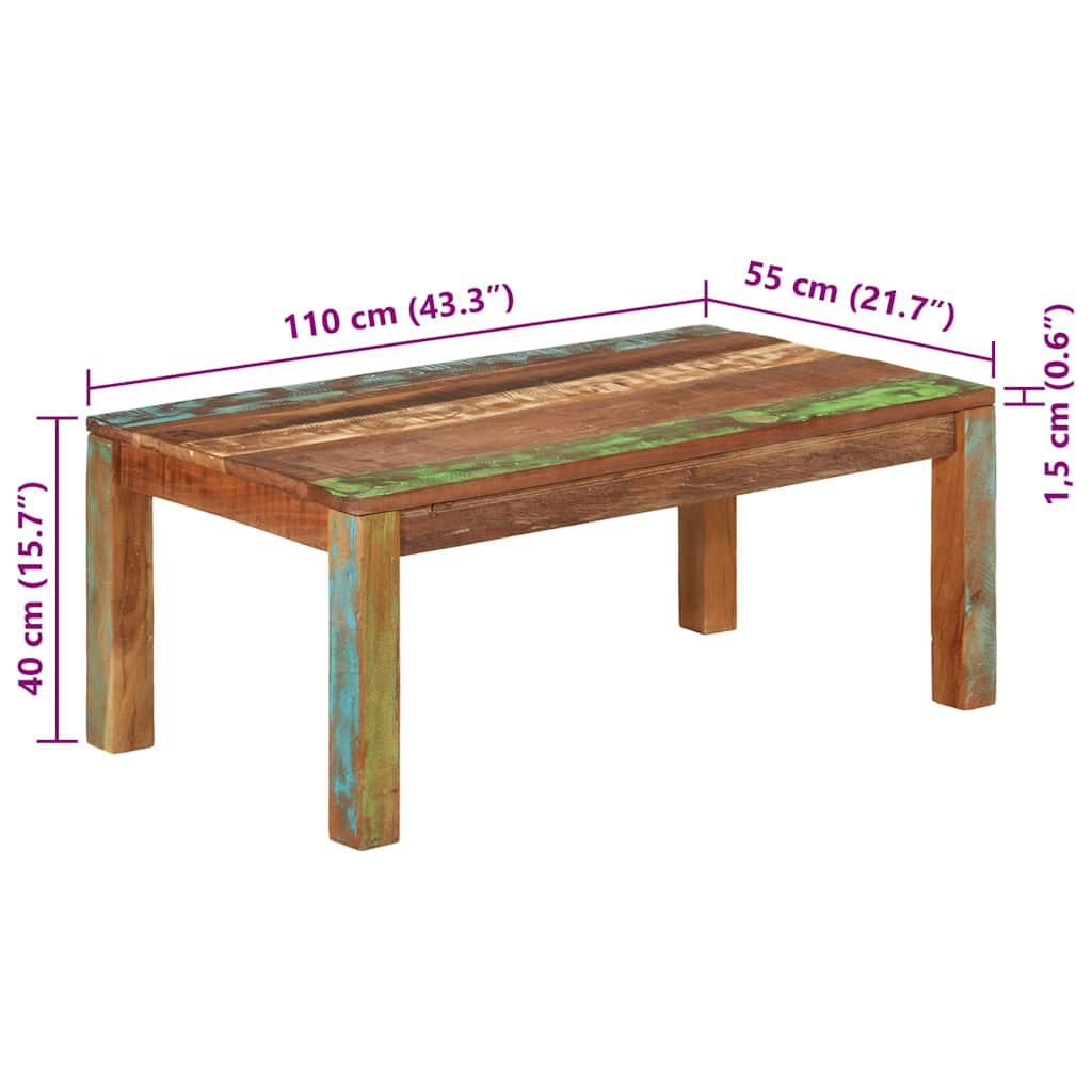 vidaXL Salontafels Salontafel 100x55x40 cm massief gerecycled acaciahout