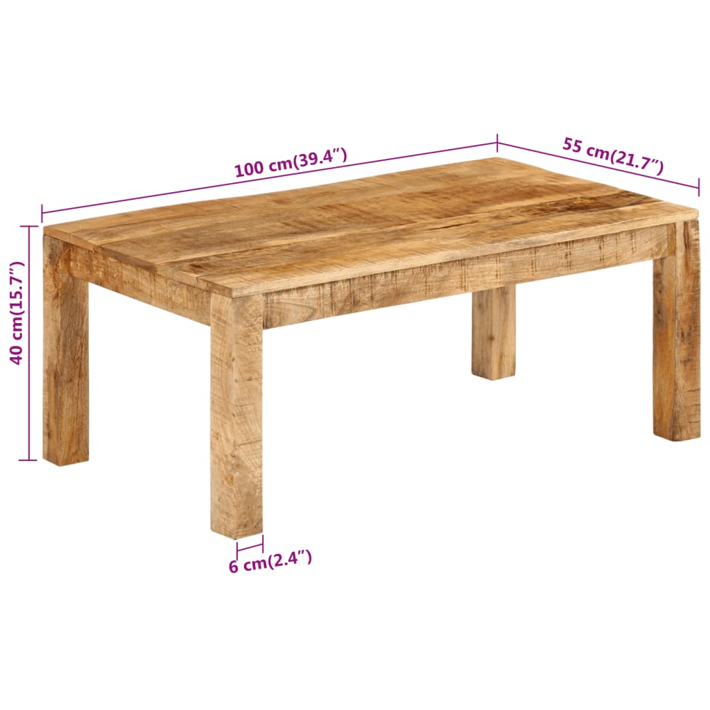 vidaXL Salontafels Salontafel 100x55x40 cm massief mangohout