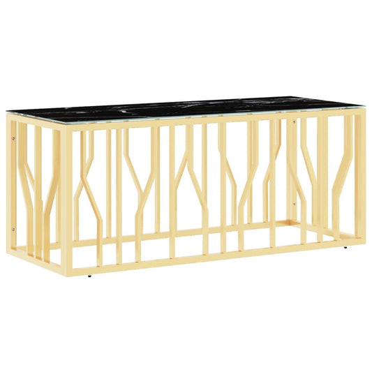 vidaXL Salontafels Salontafel 110x45x45 cm roestvrij staal en glas goudkleurig