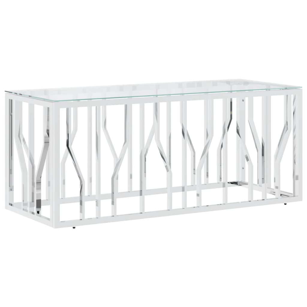 vidaXL Salontafels Salontafel 110x45x45 cm roestvrij staal en glas