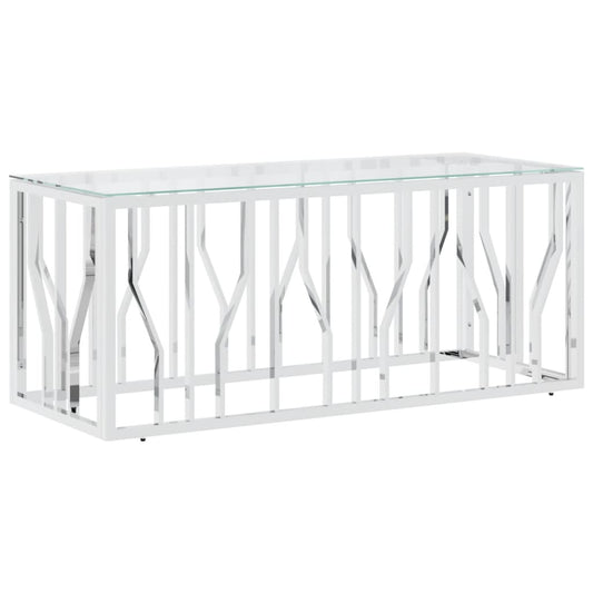 vidaXL Salontafels Salontafel 110x45x45 cm roestvrij staal en glas