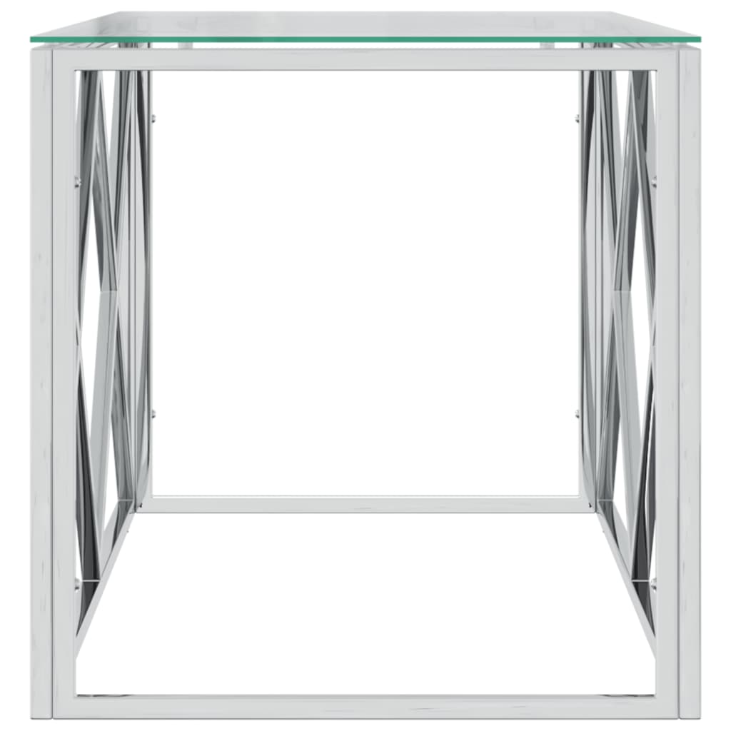 vidaXL Salontafels Salontafel 110x45x45 cm roestvrij staal en glas