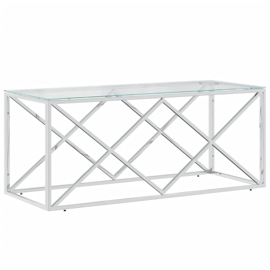 vidaXL Salontafels Salontafel 110x45x45 cm roestvrij staal en glas