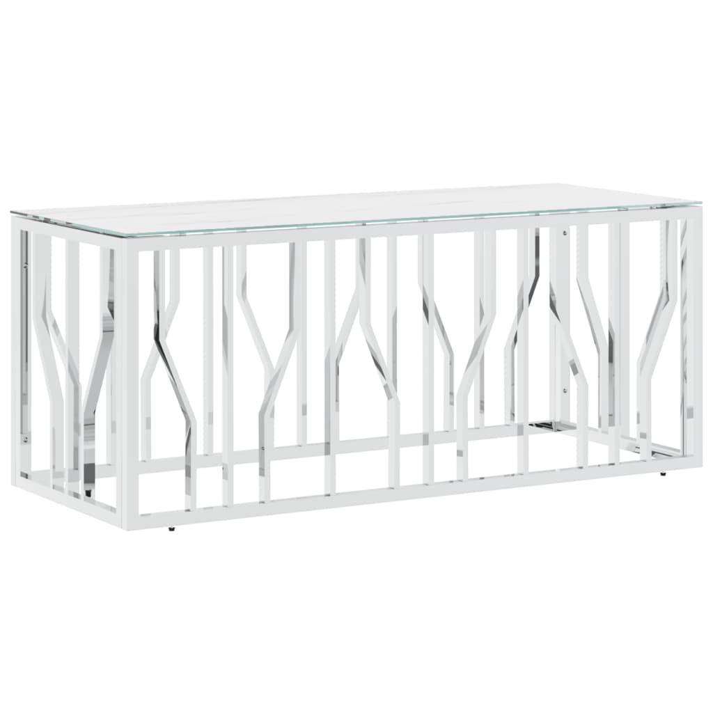 vidaXL Salontafels Salontafel 110x45x45 cm roestvrij staal en glas zilverkleurig