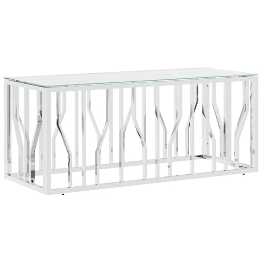 vidaXL Salontafels Salontafel 110x45x45 cm roestvrij staal en glas zilverkleurig