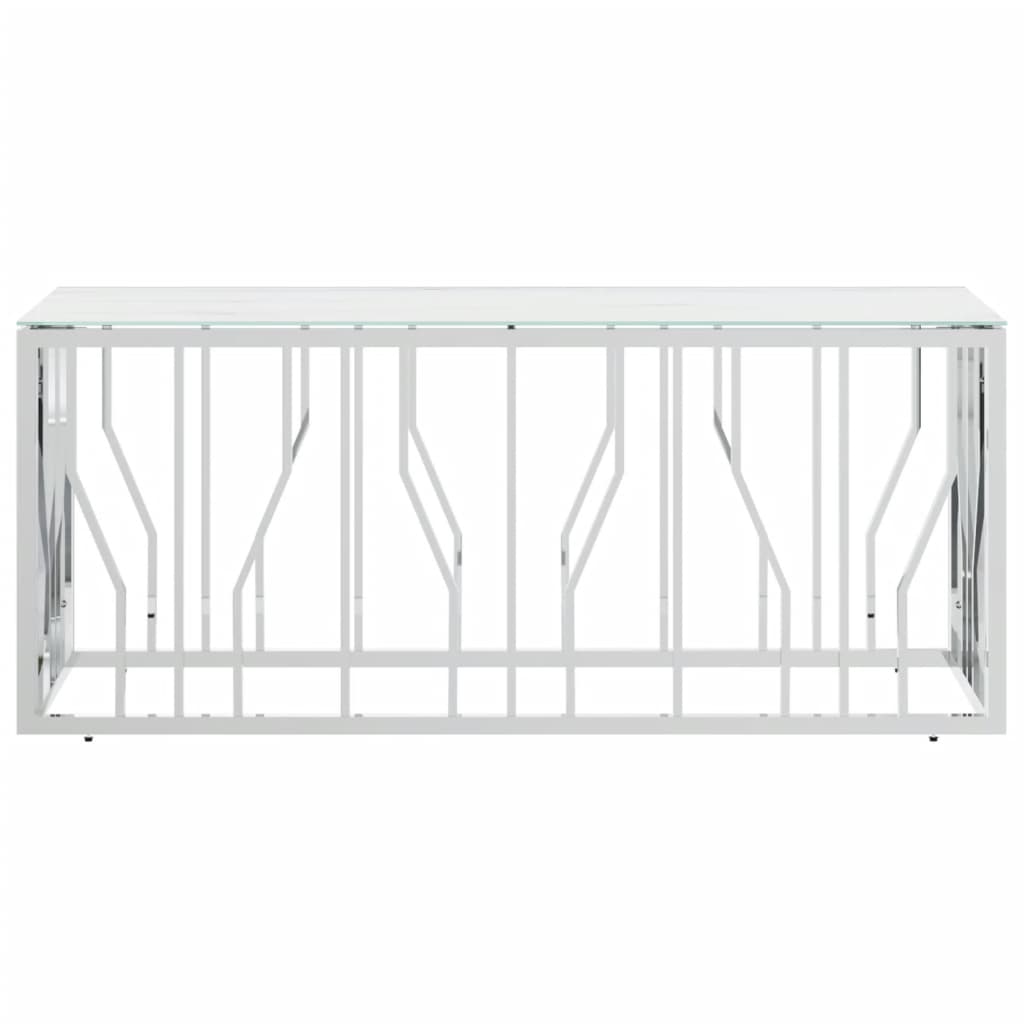 vidaXL Salontafels Salontafel 110x45x45 cm roestvrij staal en glas zilverkleurig