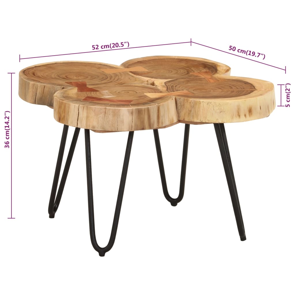 vidaXL Salontafels Salontafel 36 cm 4 boomstammen massief acaciahout