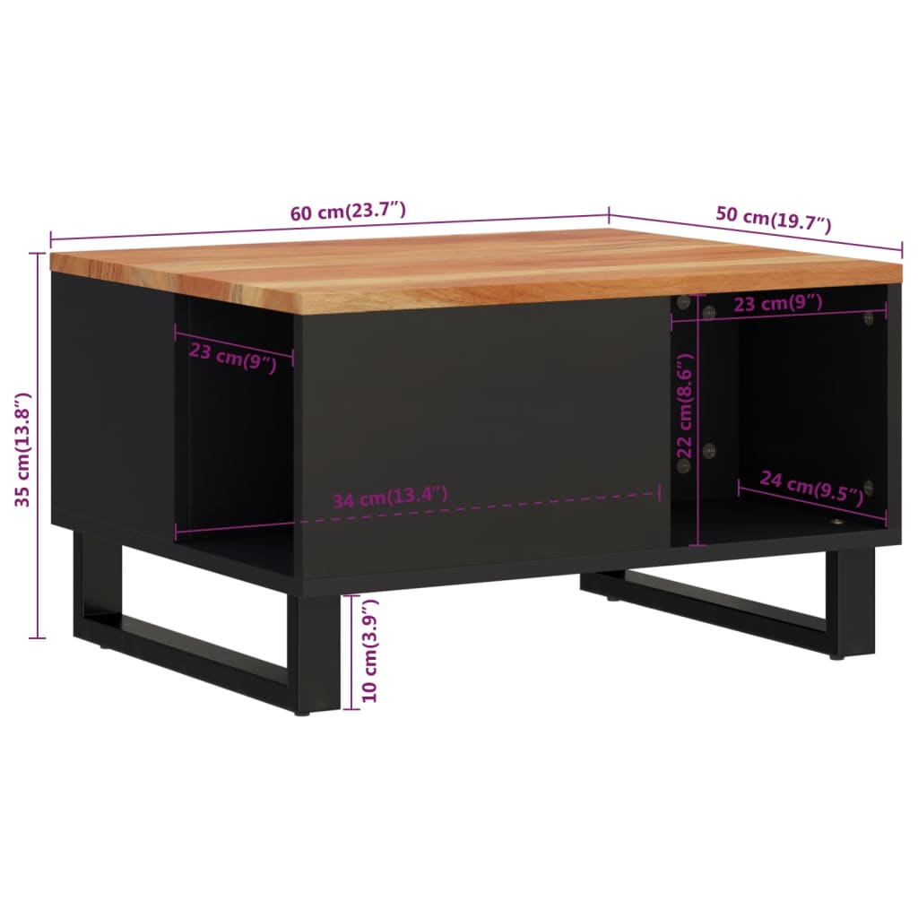 vidaXL Salontafels Salontafel 60x50x35 cm massief acaciahout