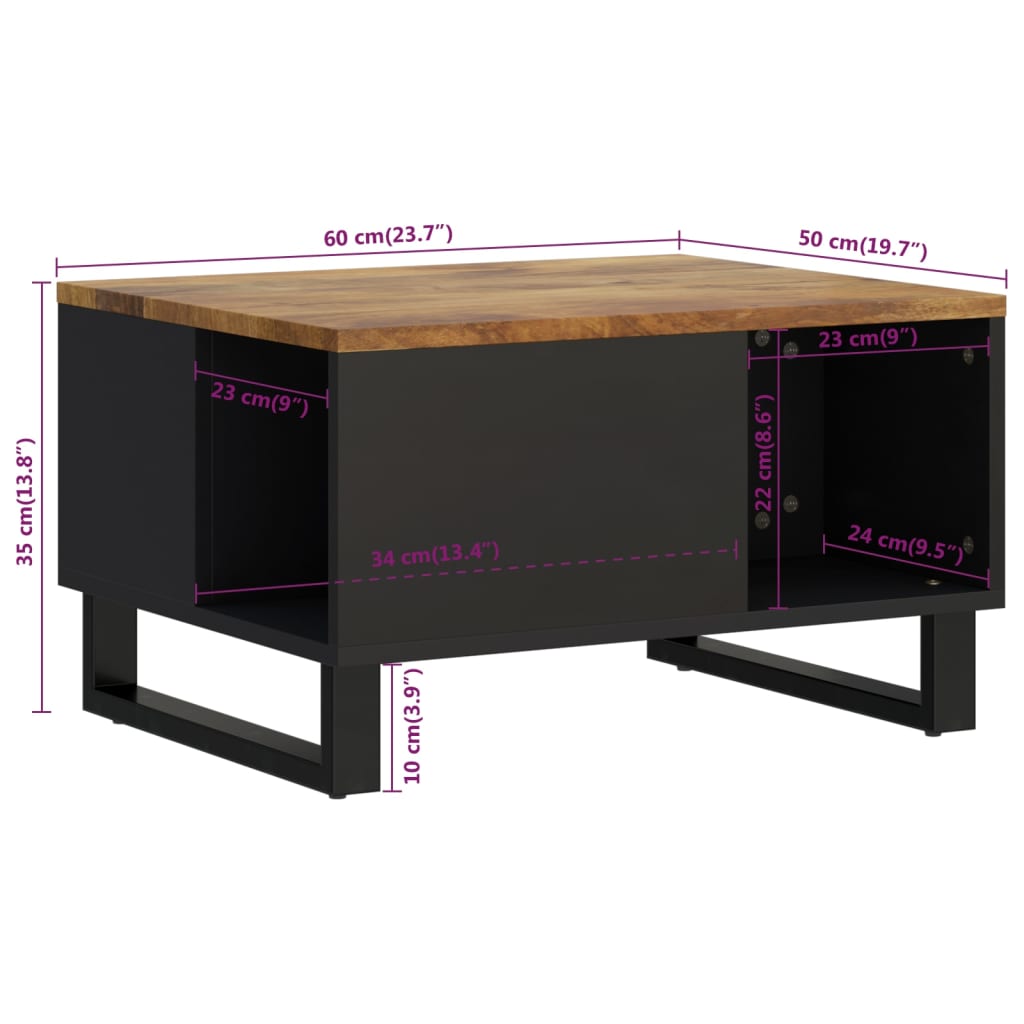 vidaXL Salontafels Salontafel 60x50x35 cm massief mangohout