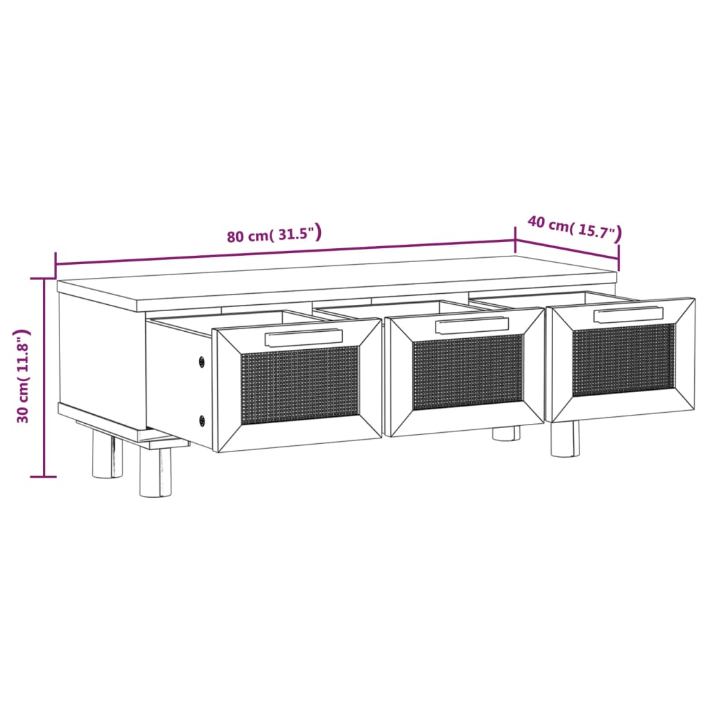 vidaXL Salontafels Salontafel 80x40x30 cm bewerkt hout en grenenhout bruin