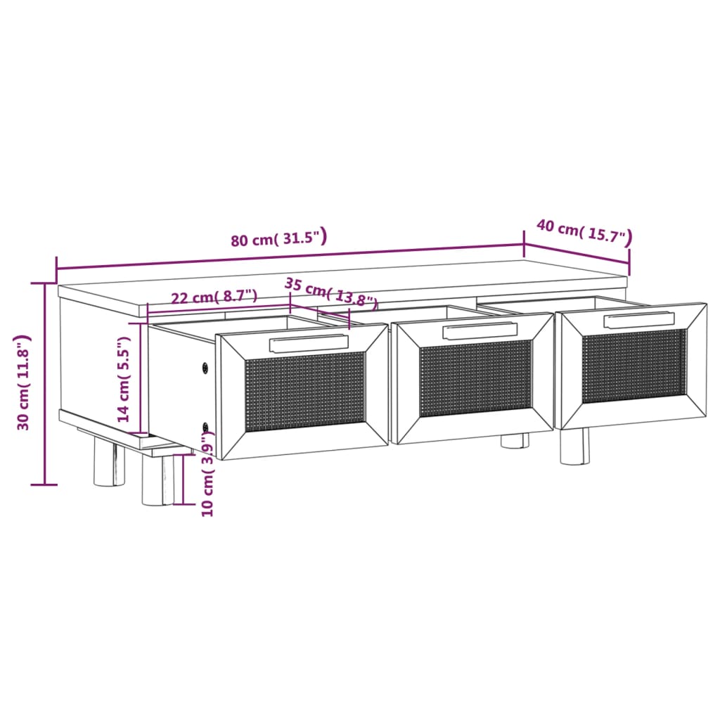 vidaXL Salontafels Salontafel 80x40x30 cm bewerkt hout en grenenhout bruin