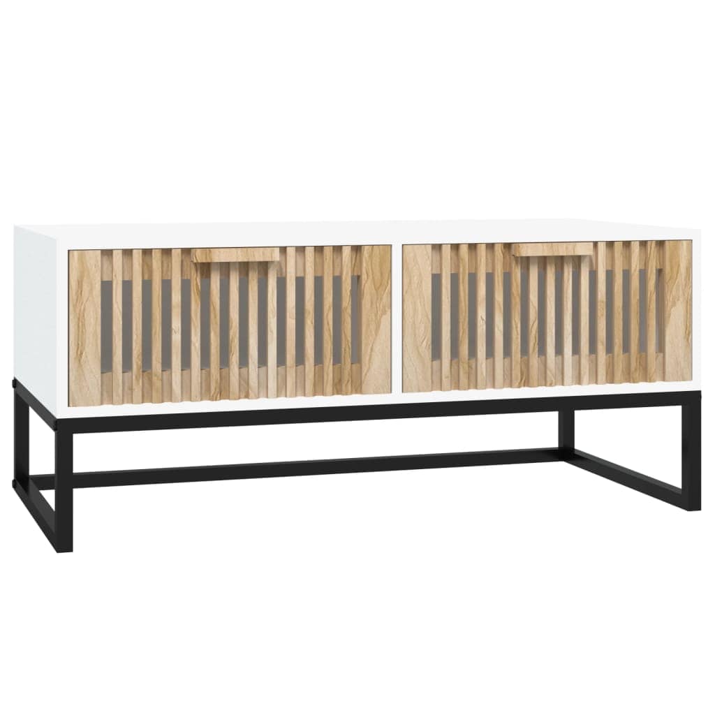 vidaXL Salontafels Salontafel 80x40x35 cm bewerkt hout en ijzer wit