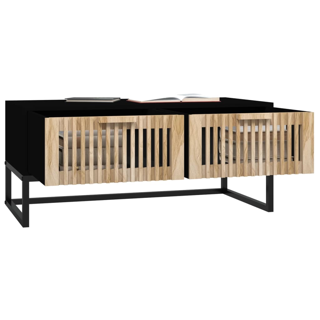 vidaXL Salontafels Salontafel 80x40x35 cm bewerkt hout en ijzer zwart