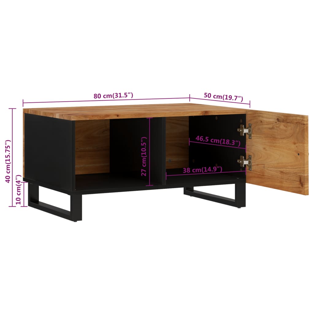 vidaXL Salontafels Salontafel 80x50x40 cm massief acaciahout en bewerkt hout