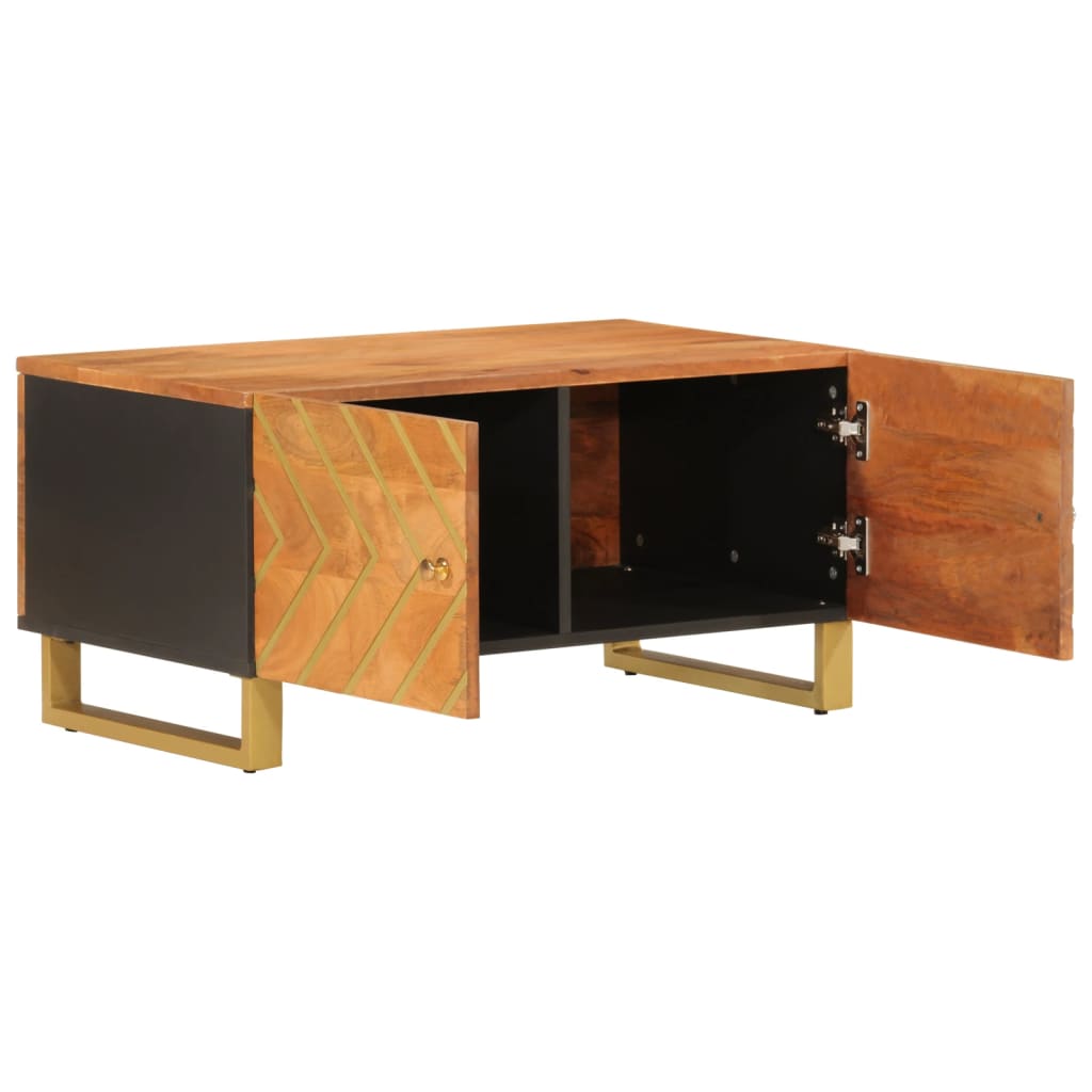 vidaXL Salontafels Salontafel 80x50x40 cm massief mangohout bruin en zwart