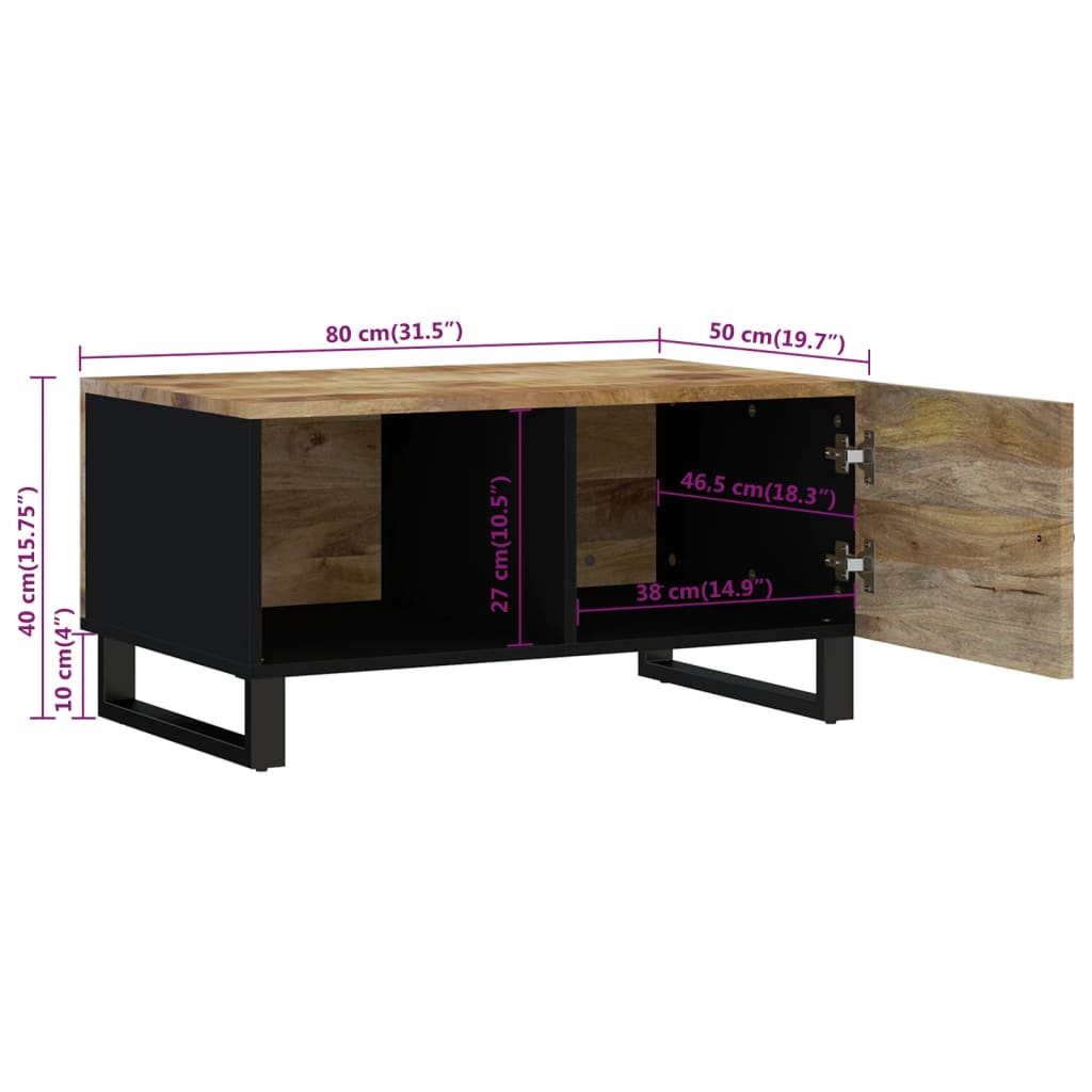 vidaXL Salontafels Salontafel 80x50x40 cm massief mangohout en bewerkt hout