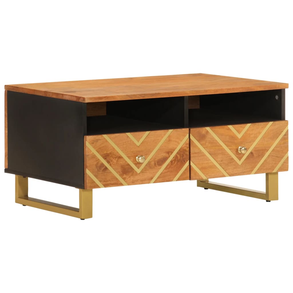 vidaXL Salontafels Salontafel 80x54x40 cm massief mangohout bruin en zwart