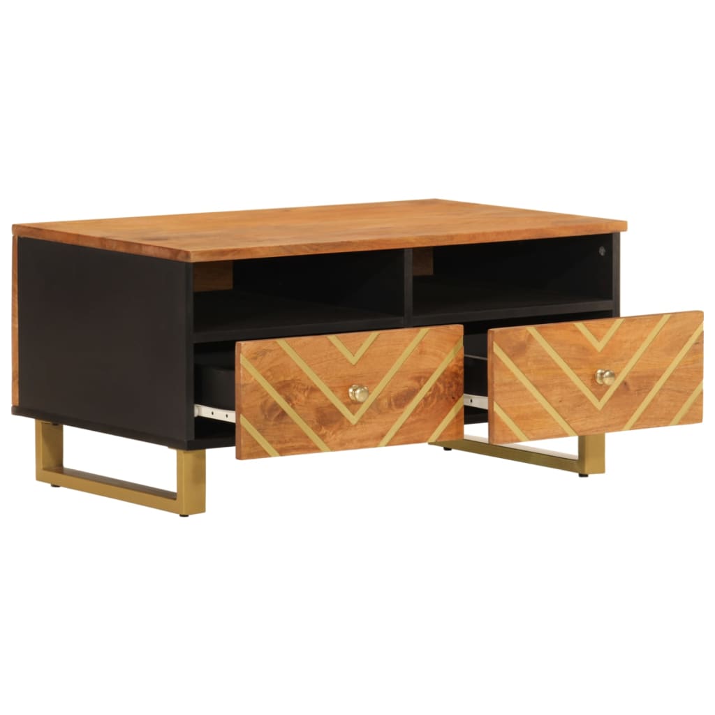 vidaXL Salontafels Salontafel 80x54x40 cm massief mangohout bruin en zwart