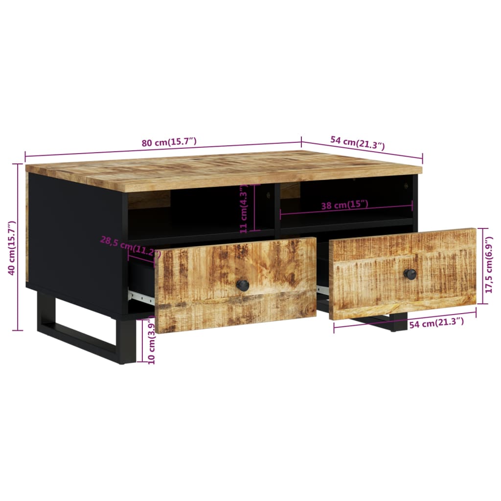 vidaXL Salontafels Salontafel 80x54x40 cm massief mangohout en bewerkt hout